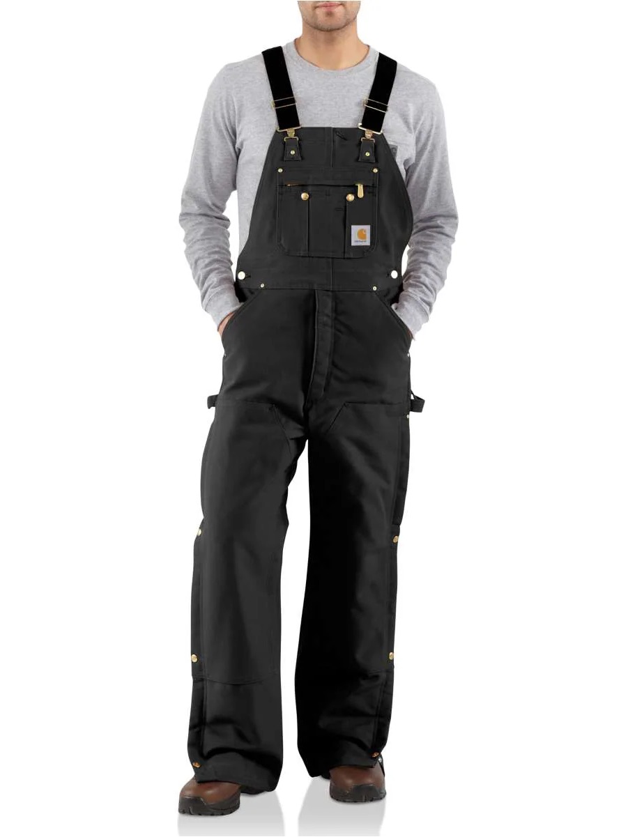 Carhartt R41 Zip To Hip Quilt Lined Black Workwear Overalls Size 32x32